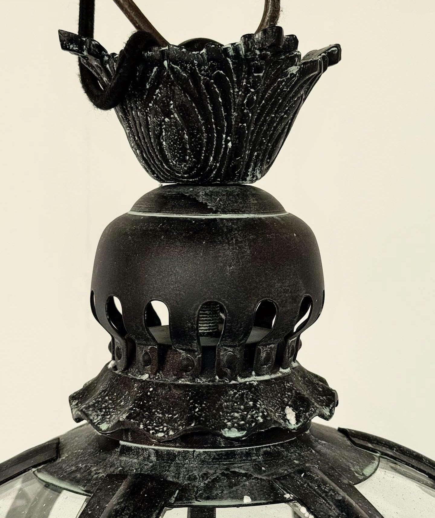 Bronze Verdigris & Brass Lions Glass Globe Lantern - Delivery Available In UK