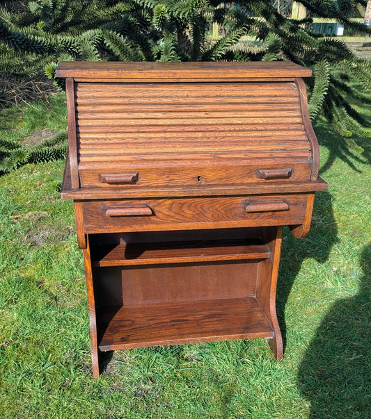 Superb Oak Swedish Roll Top Mid Century Desk - Delivery Available