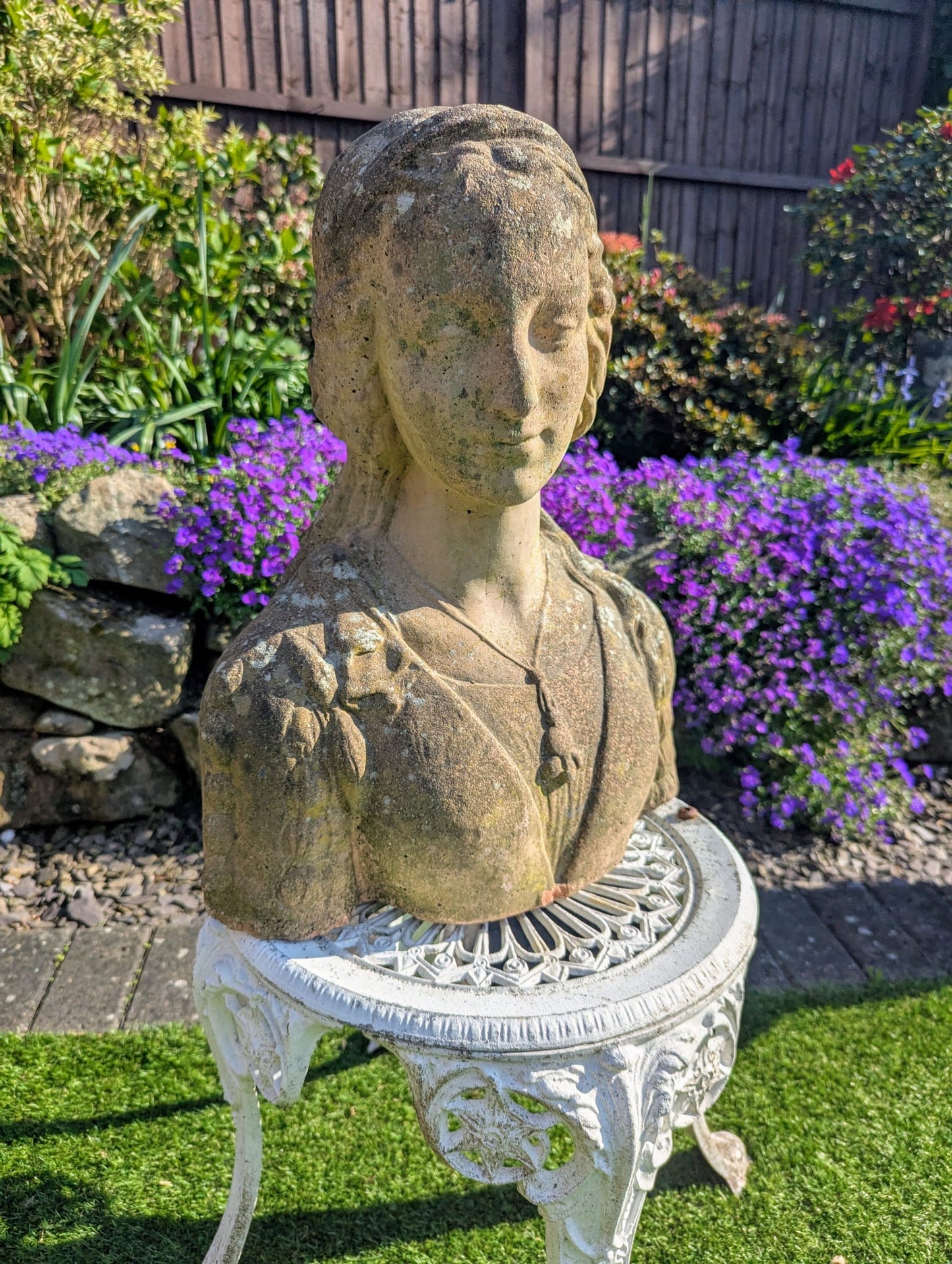 Vintage Weathered 19th Century Lady Stone Bust - Delivery Available