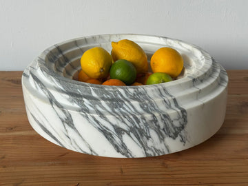 Vintage Top Quality Arabescato Heavy Marble Bowl - Delivery Available In Uk