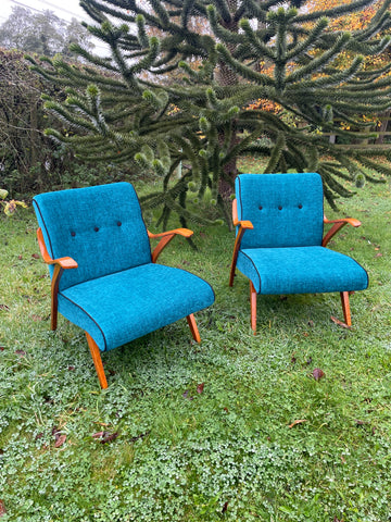 Vintage Italian Green Gio Ponti hard to find Style Armchairs 1950’s - Free UK delivery