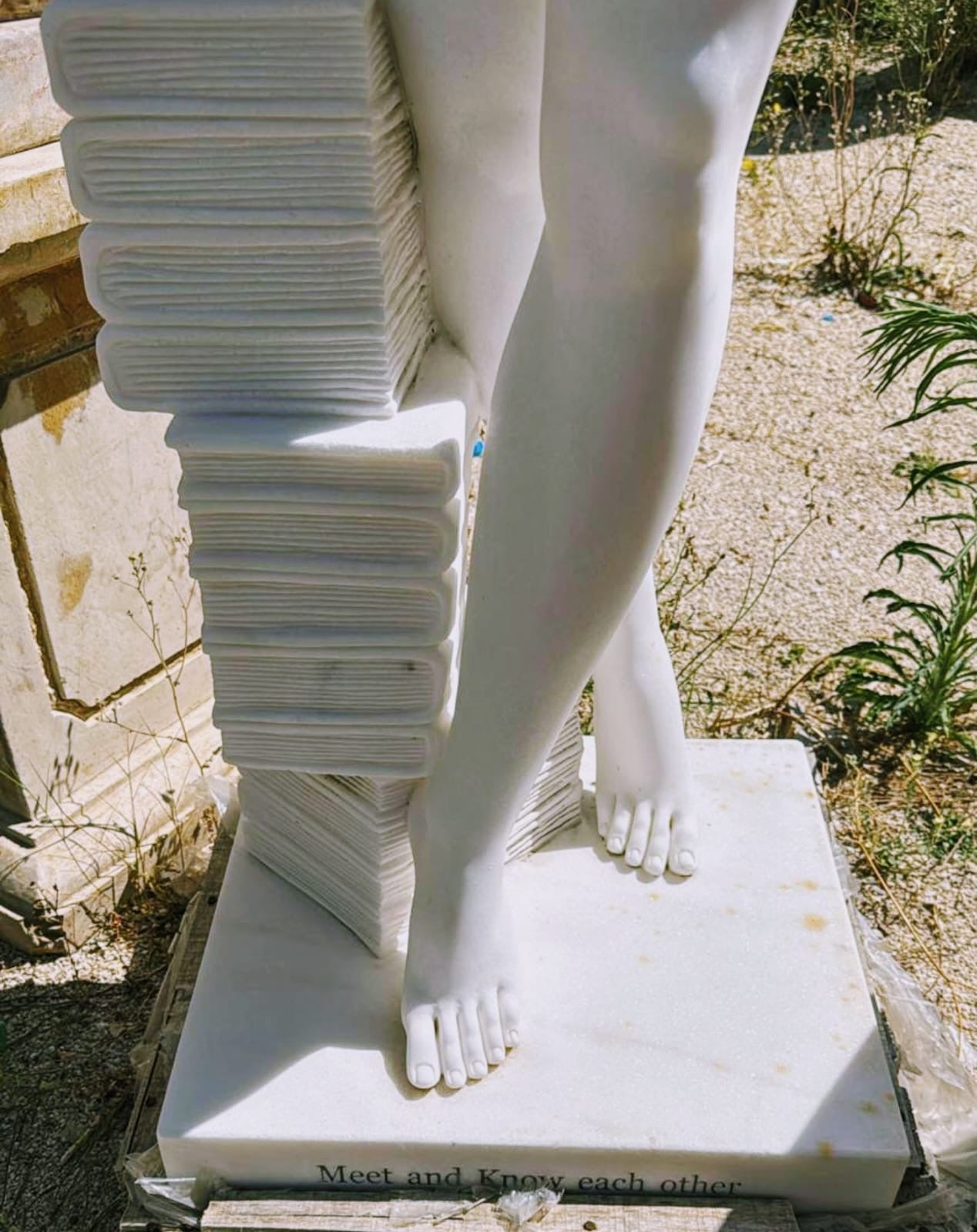 Beautiful white marble library girl statue - delivery available