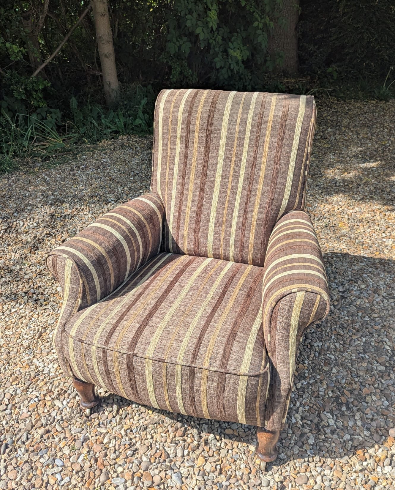 Victorian library chair with round leg Carskiey House stripe - Delivery Available
