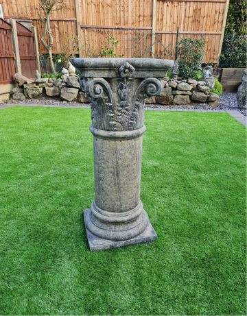 Corinthian vintage style English stone garden column - delivery included.