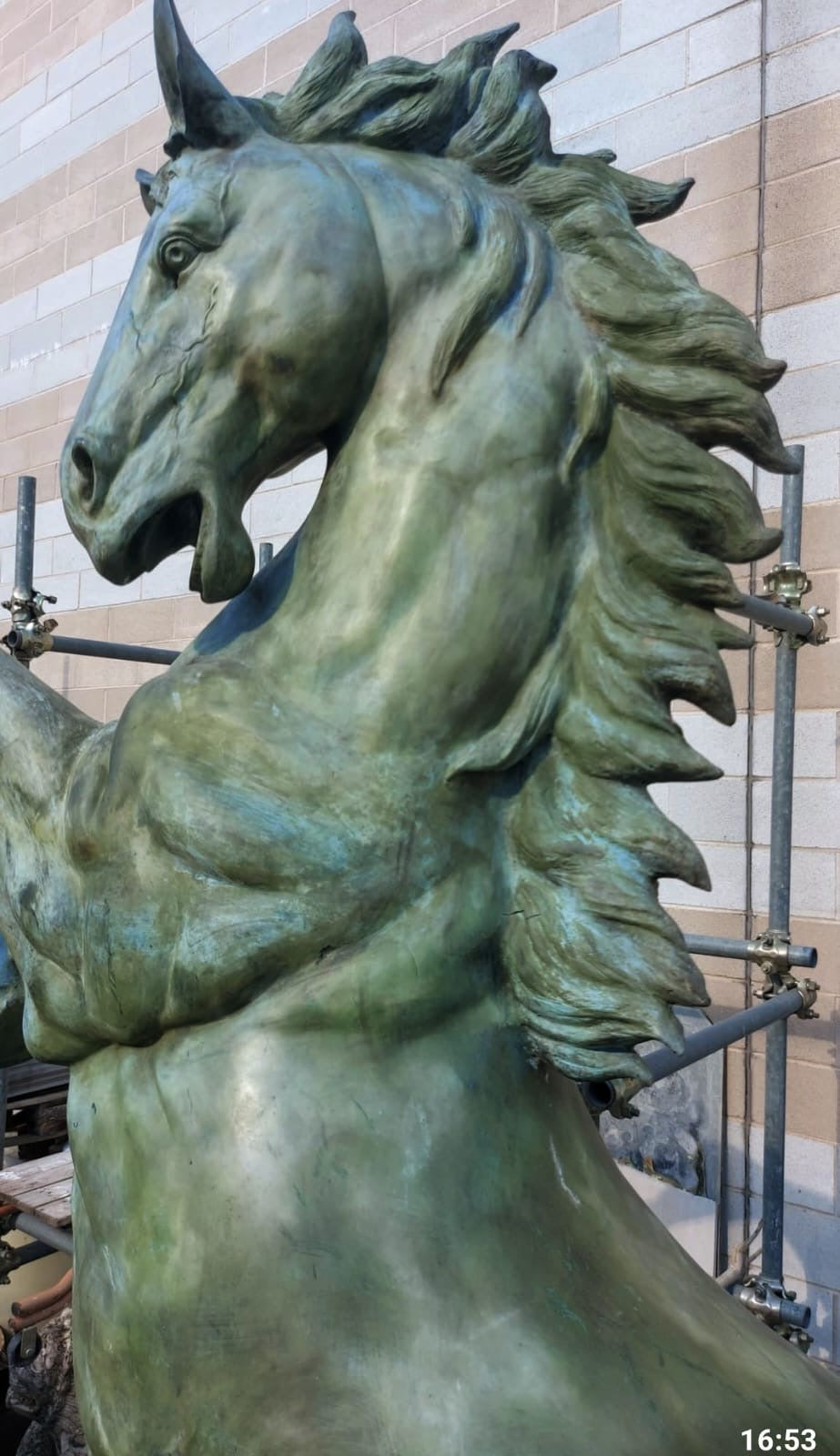 Large statement bronze Verdigris rearing stallion statue - delivery available