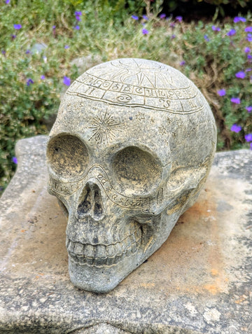 Vintage style Zodiac skull garden ornament - UK delivery included.