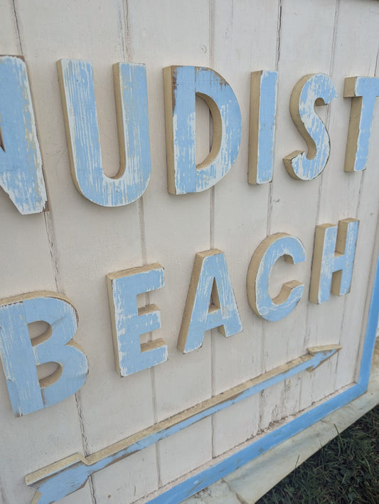 Bespoke Beach Sign Half Barn Door Style Neighbours Gossip! - Delivery Available