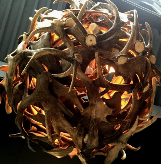 Vintage Rustic Fallow deer antler sphere chandelier - UK delivery available