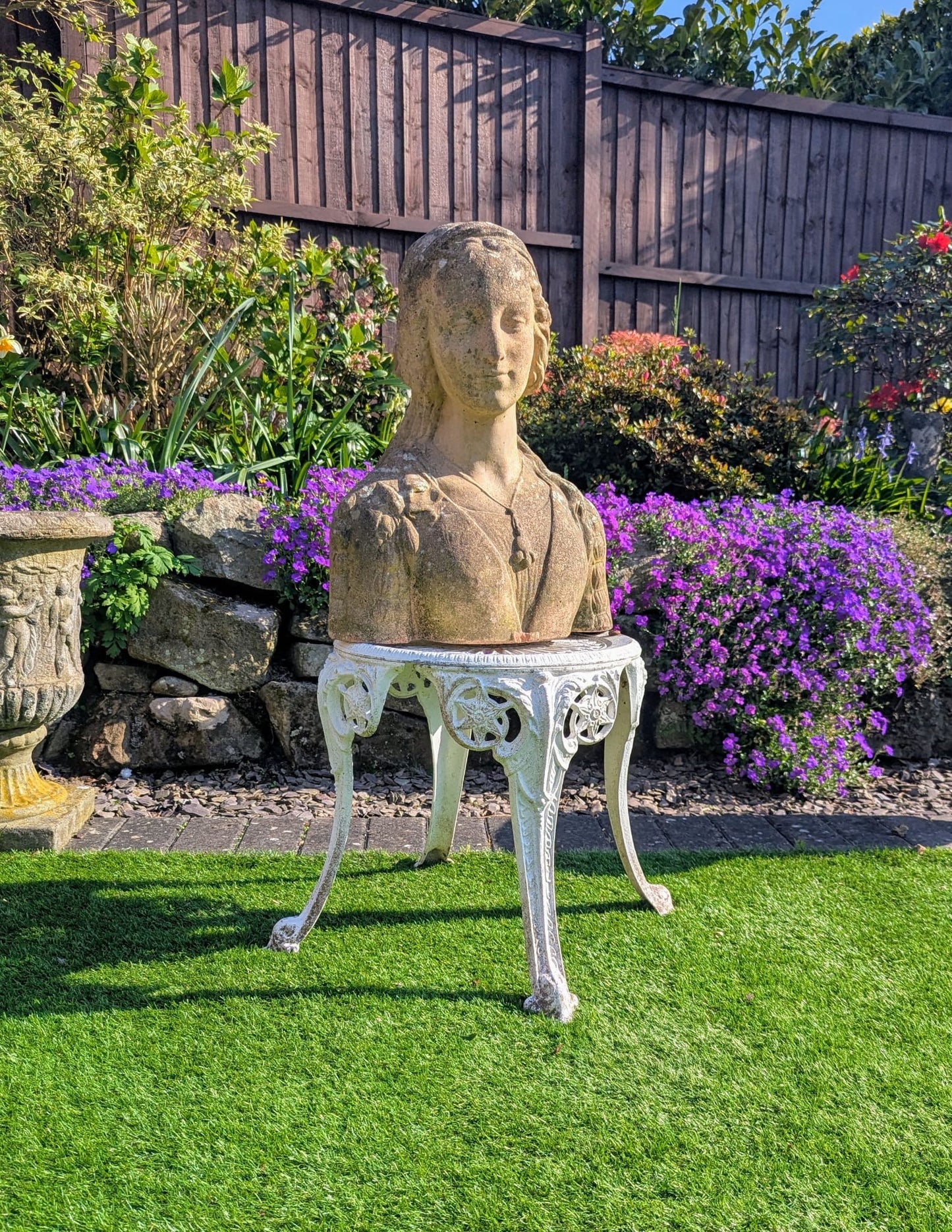 Vintage Weathered 19th Century Lady Stone Bust - Delivery Available