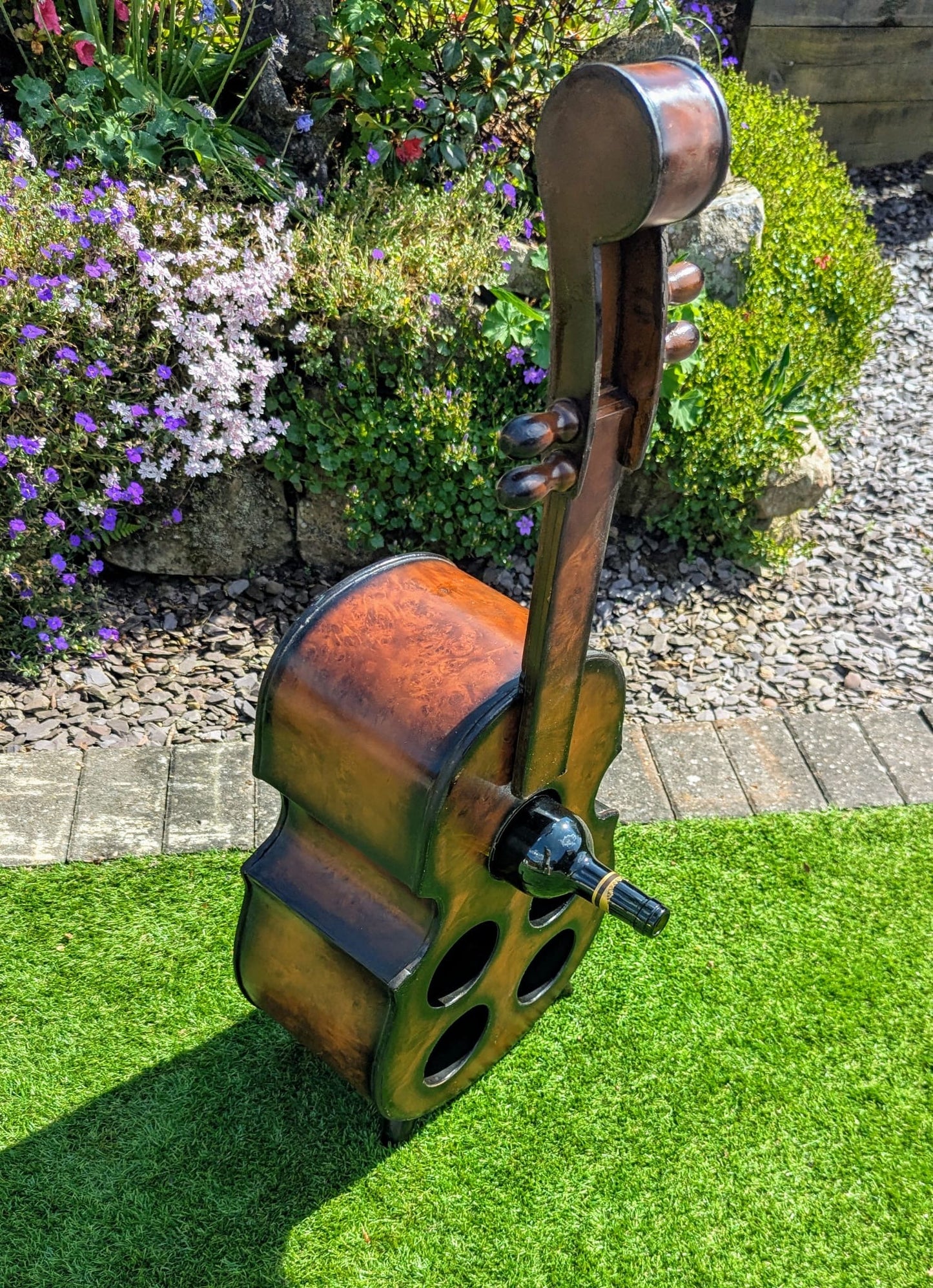 Bespoke Vintage burr walnut effect Cello Wine rack - Delivery Available