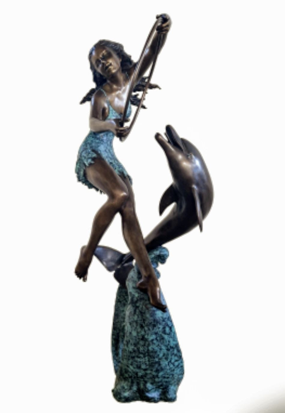 Bronze Italian Dolphin trainer water fountain - delivery available