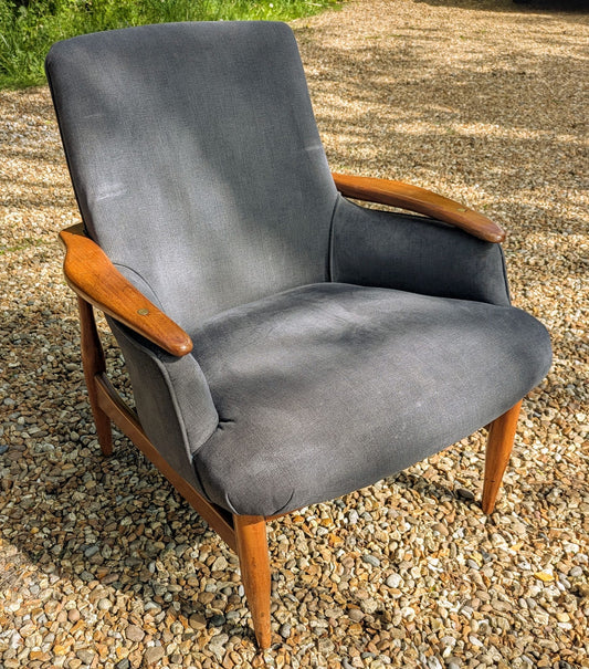 Sleek Vintage teak armchair c.1960s Manner Of Finn Juhl - Delivery Available