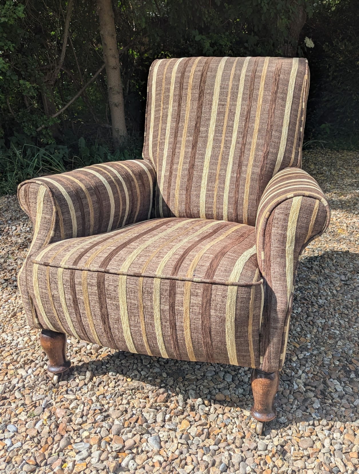 Victorian library chair with round leg Carskiey House stripe - Delivery Available