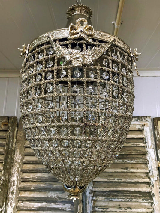 Beautiful Excellent Quality Ormolu Crystal Acorn Chandelier - Free UK Delivery