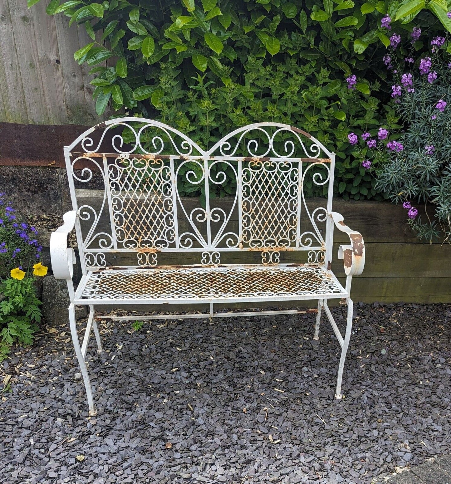 Vintage Decorative Folding Victorian Style cast metal Bench - Free UK Delivery
