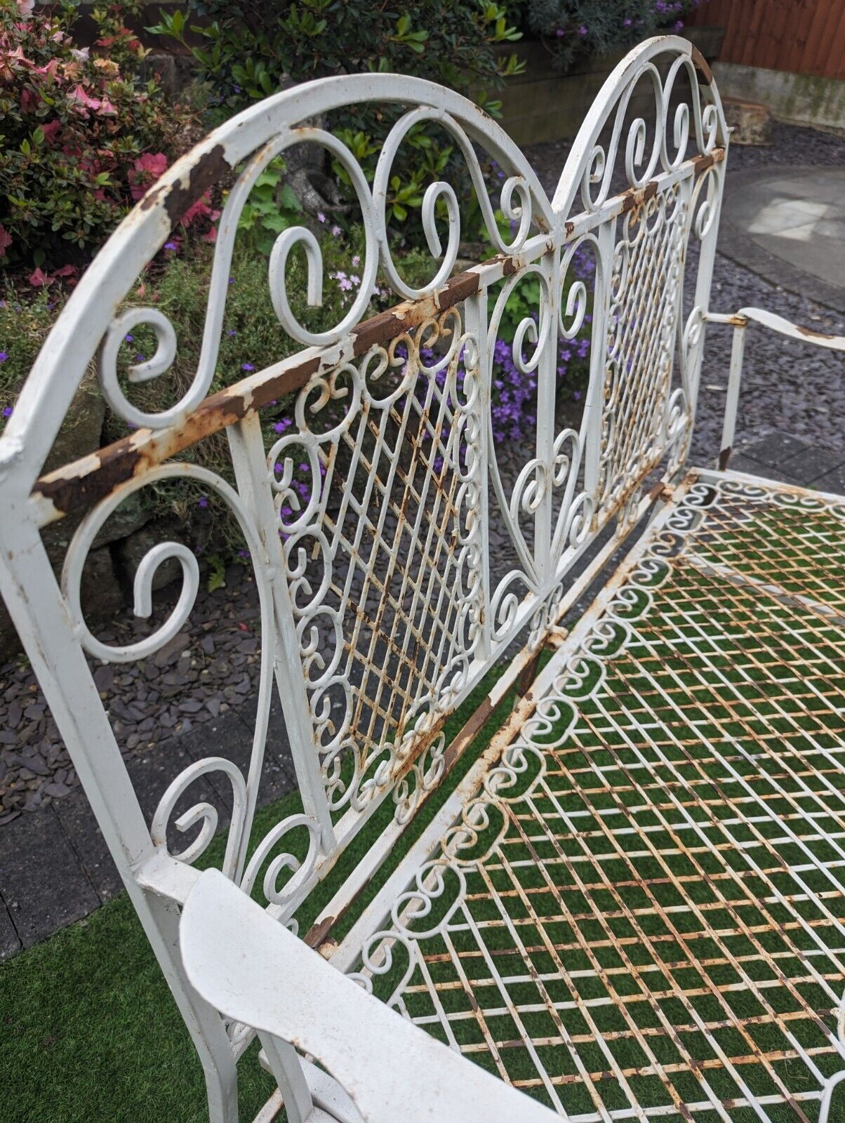 Vintage Decorative Folding Victorian Style cast metal Bench - Free UK Delivery