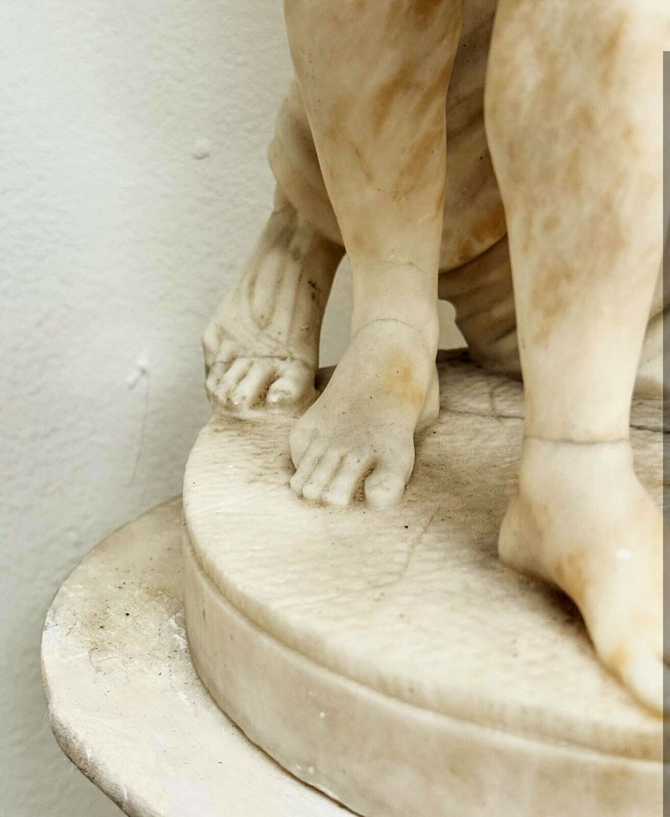Rare Carved Alabaster Statue Bacchus & Ariadne with Plinth - Free UK Delivery