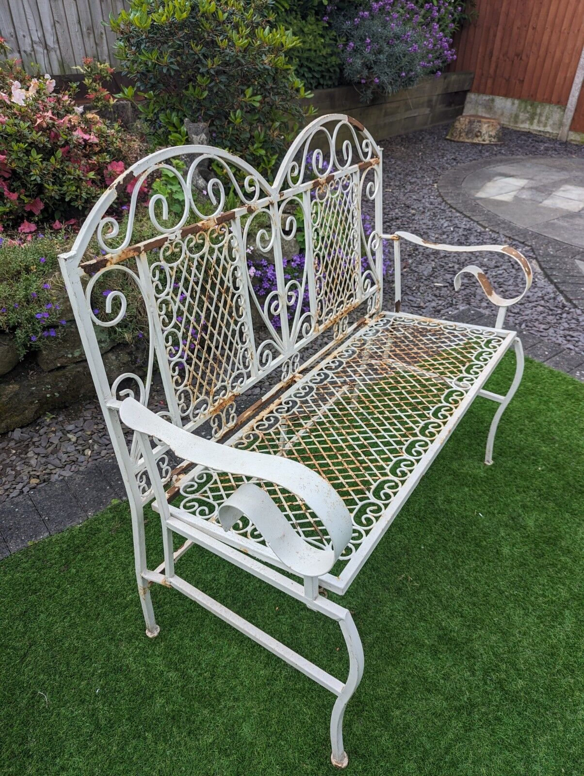 Vintage Decorative Folding Victorian Style cast metal Bench - Free UK Delivery