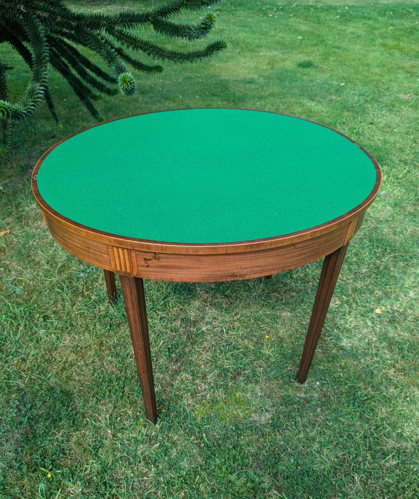 George III Inlaid Mahogany Demi Lune Fold Over Card Table - Free UK Delivery