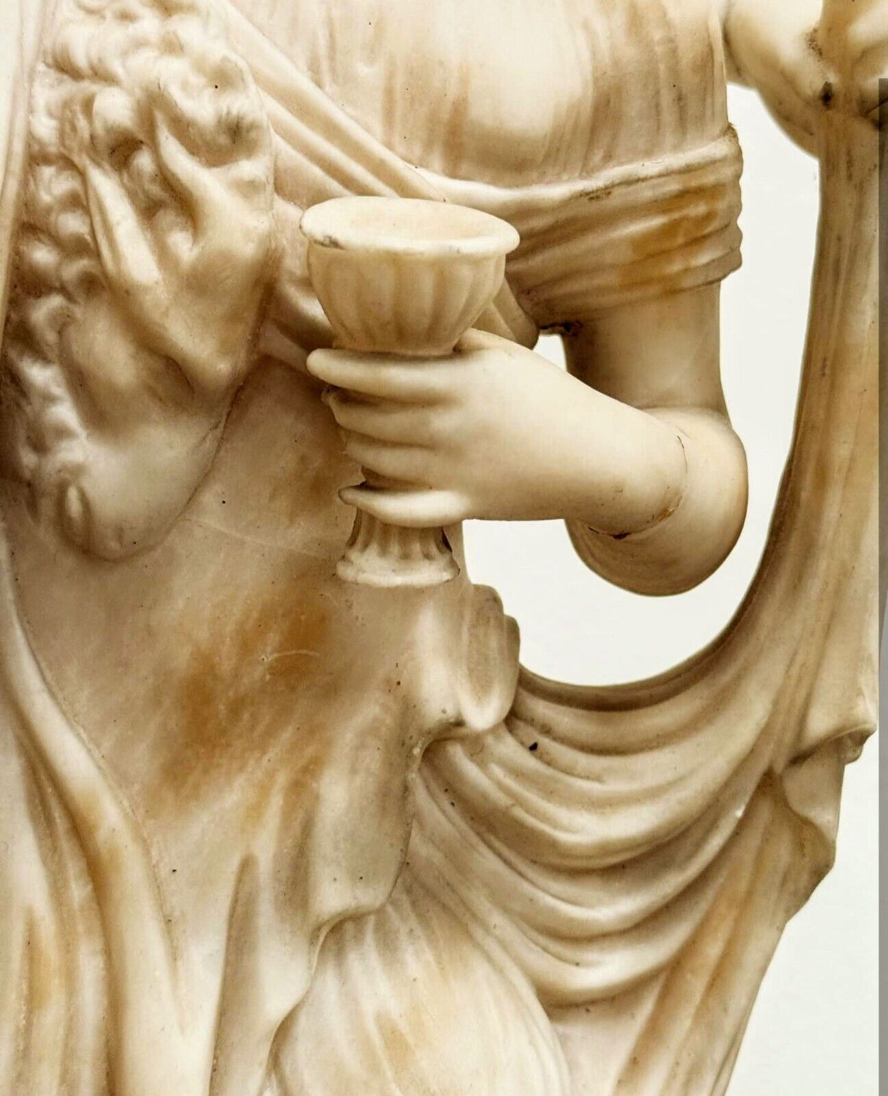 Rare Carved Alabaster Statue Bacchus & Ariadne with Plinth - Free UK Delivery