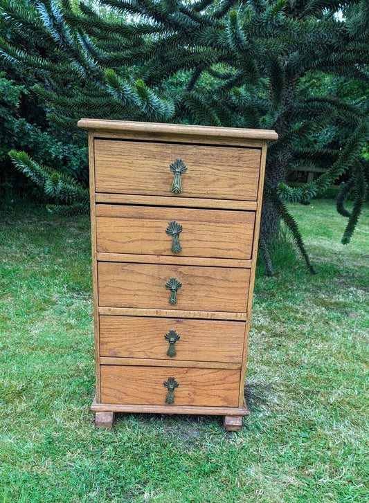 Superb Quality 1930s Art Deco Chest Of 5 Drawers - Free UK Delivery