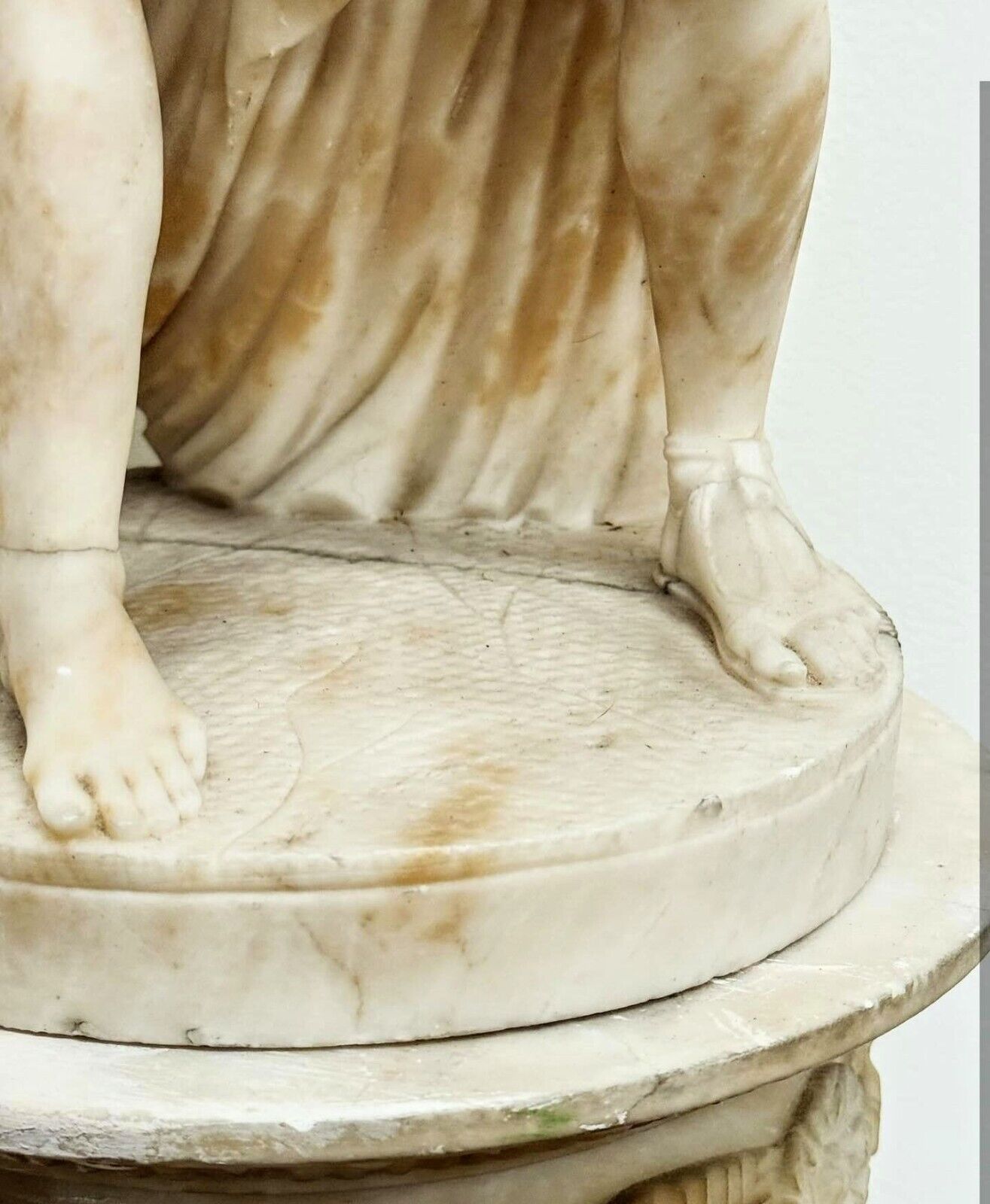 Rare Carved Alabaster Statue Bacchus & Ariadne with Plinth - Free UK Delivery