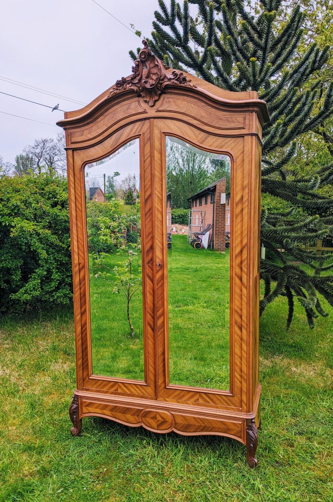 Beautiful French Armoire Cupboard / Wardrobe Rare Geometric Parquet Design