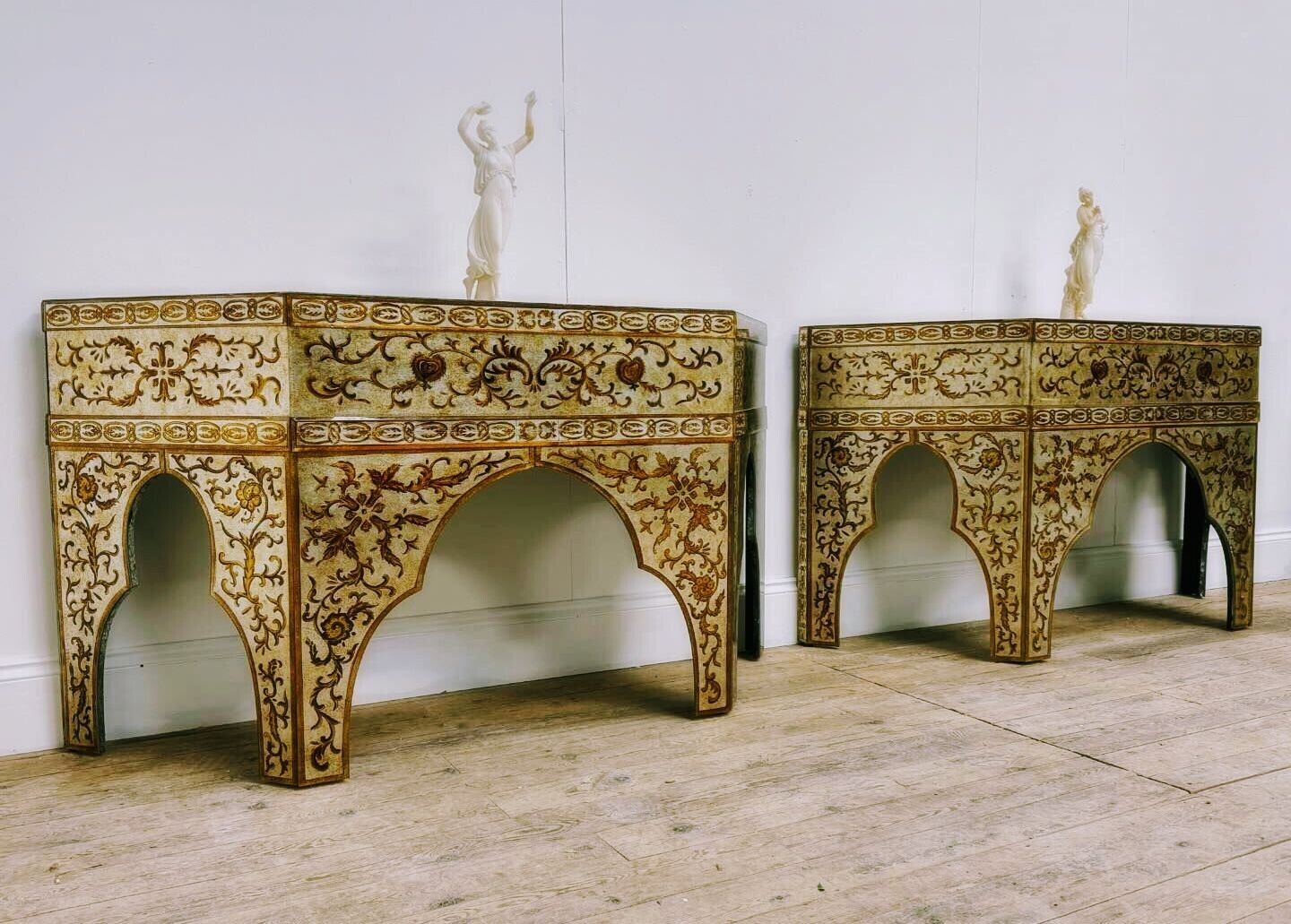 Great Looking Pair Murano Venetian Glass Console Tables - Free UK Delivery