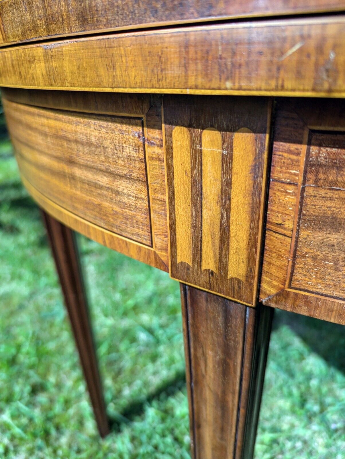 George III Inlaid Mahogany Demi Lune Fold Over Card Table - Free UK Delivery