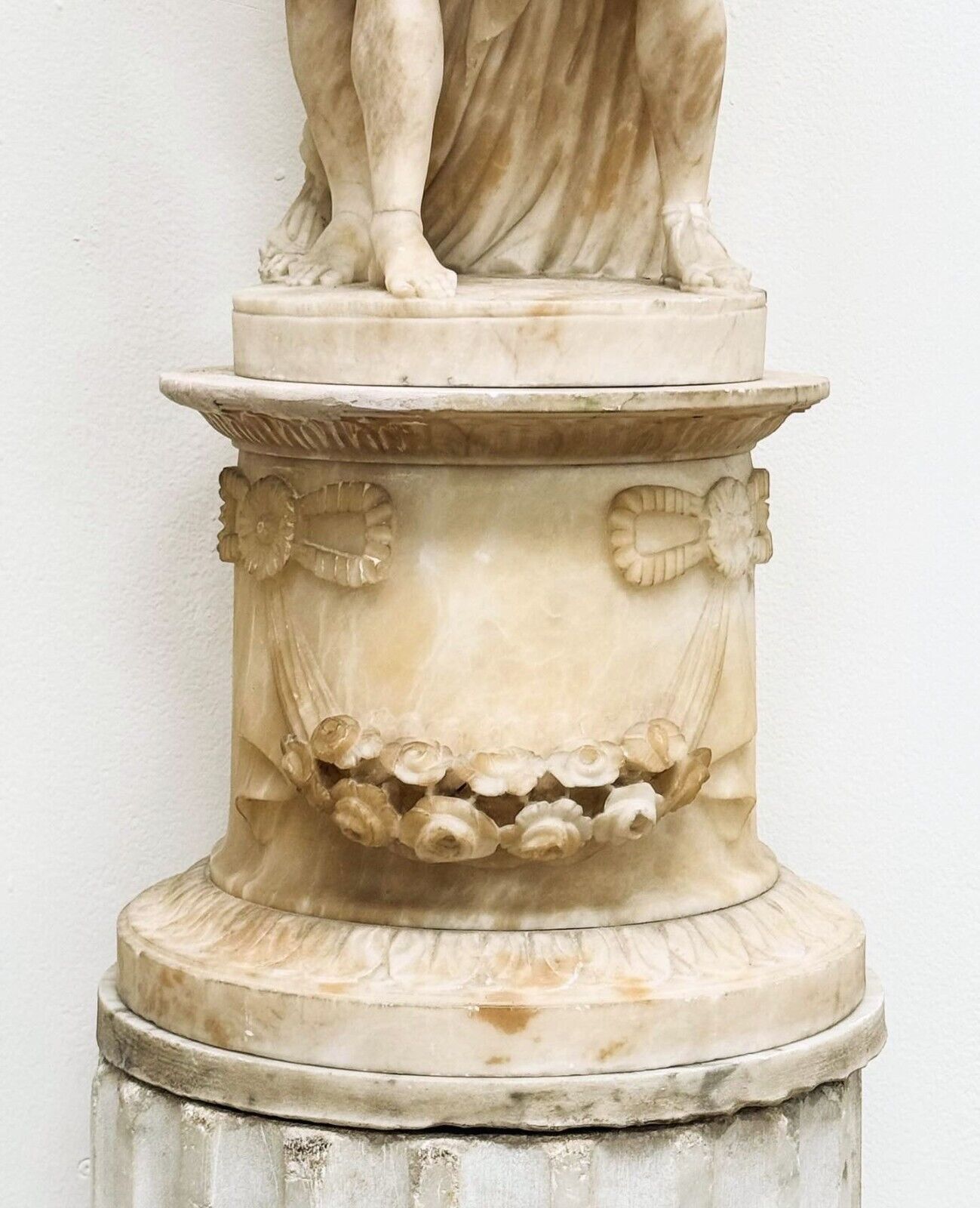 Rare Carved Alabaster Statue Bacchus & Ariadne with Plinth - Free UK Delivery