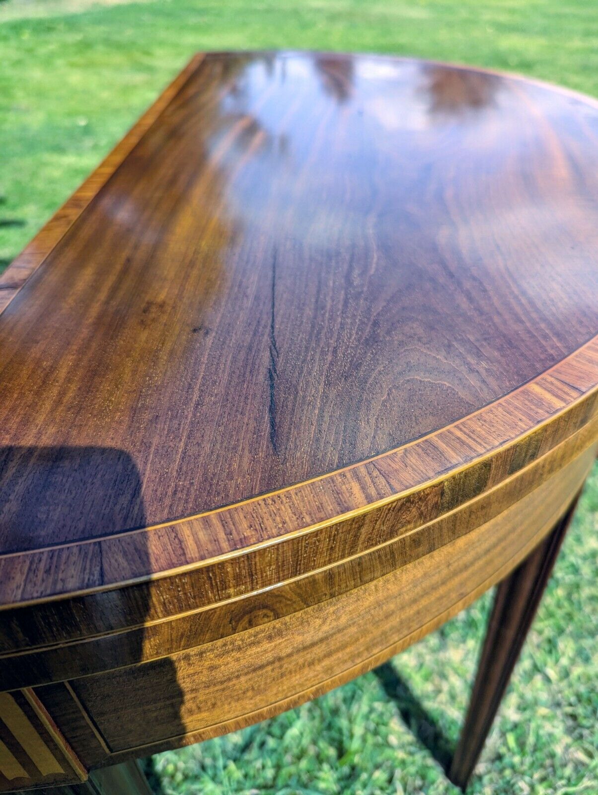George III Inlaid Mahogany Demi Lune Fold Over Card Table - Free UK Delivery