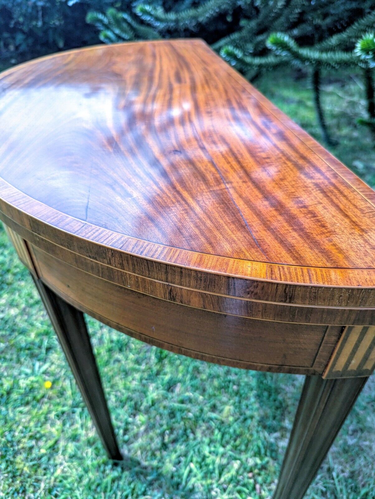George III Inlaid Mahogany Demi Lune Fold Over Card Table - Free UK Delivery