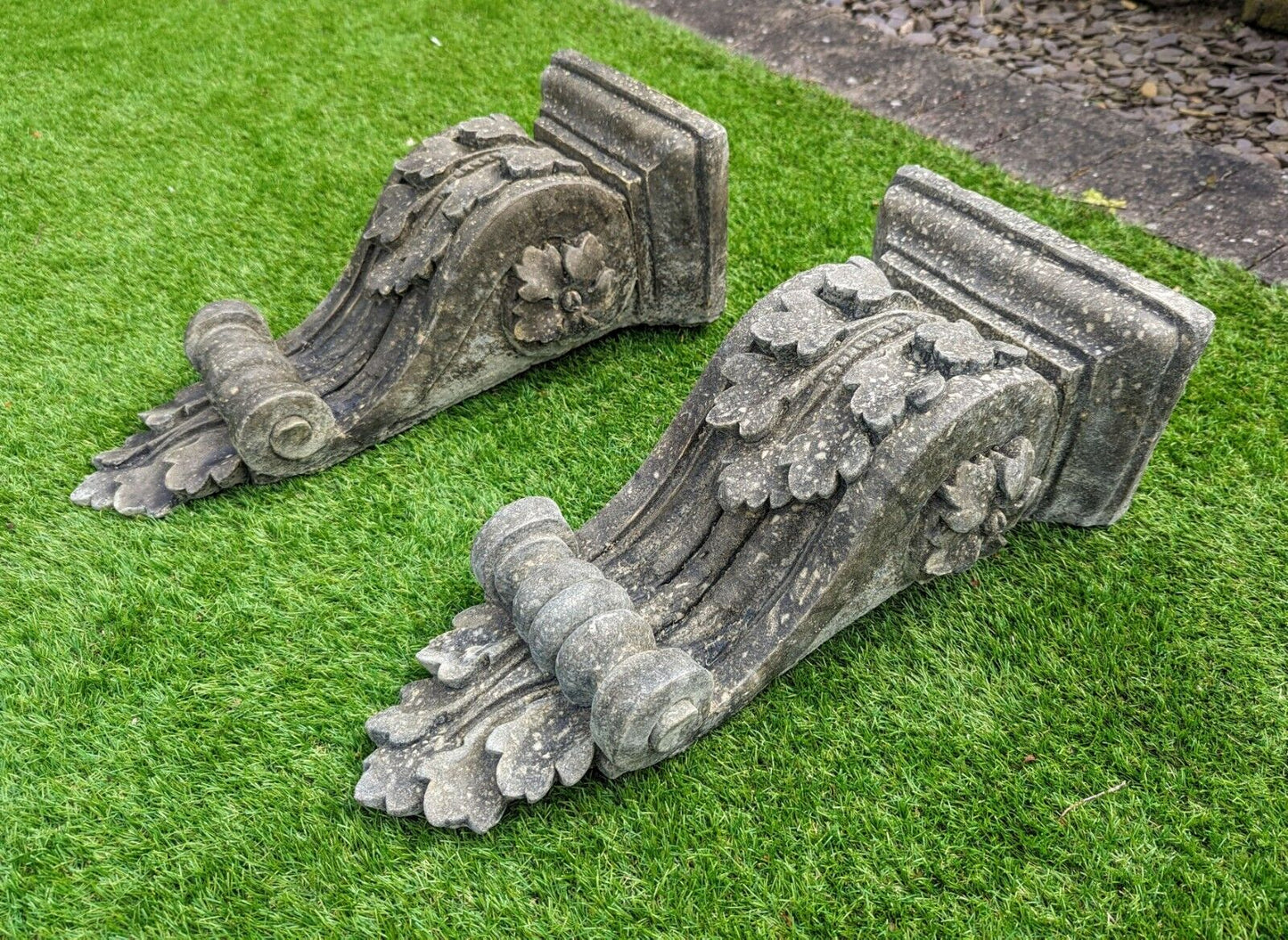 Vintage English Stone Decorative Wall Corbels - Free UK Delivery