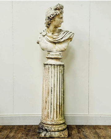 Superb Marble Italain Bust Appolo Belvedere reeded Column - Free UK Delivery