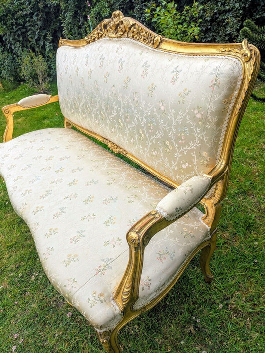 Louis XV style Sofa Silk Floral Upholstery - Free UK Delivery