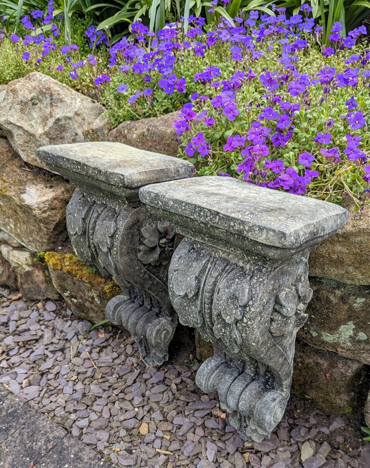 Vintage English Stone Decorative Wall Corbels - Free UK Delivery