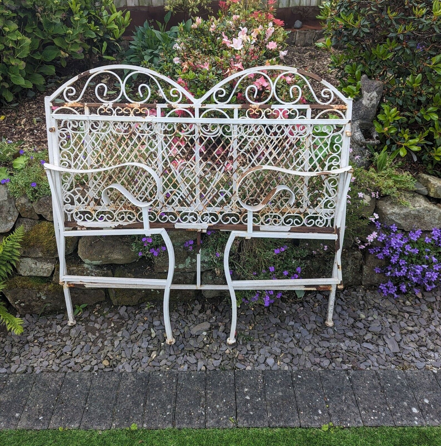 Vintage Decorative Folding Victorian Style cast metal Bench - Free UK Delivery