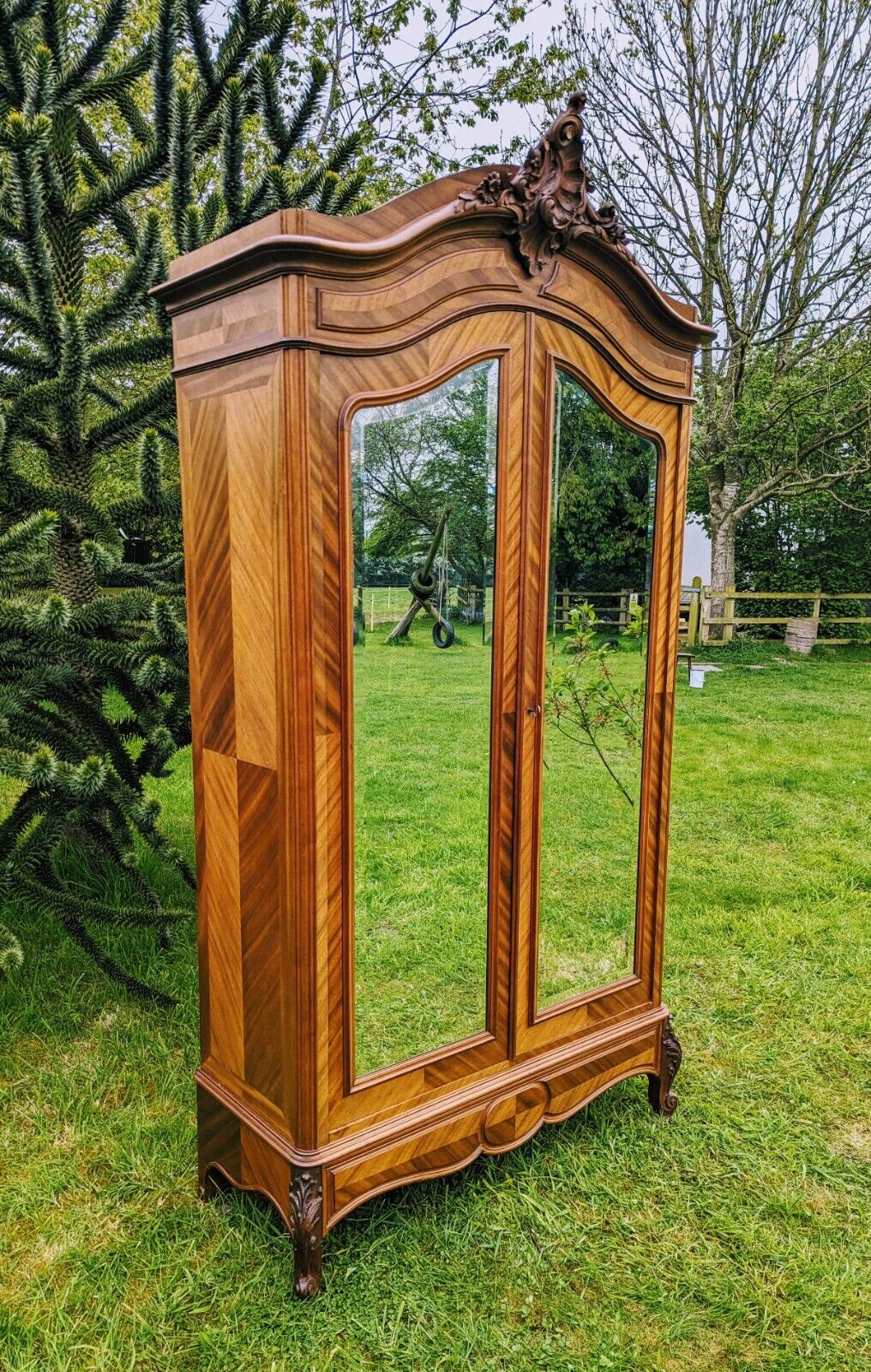 Beautiful French Armoire Cupboard / Wardrobe Rare Geometric Parquet Design