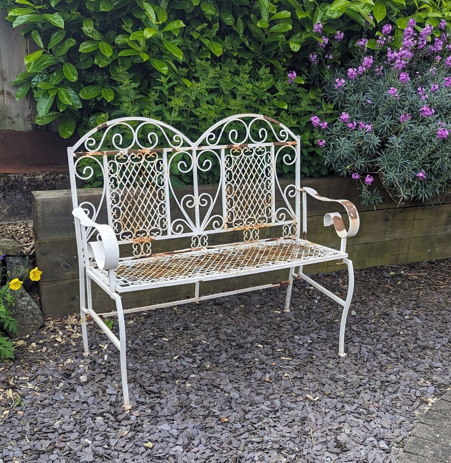 Vintage Decorative Folding Victorian Style cast metal Bench - Free UK Delivery