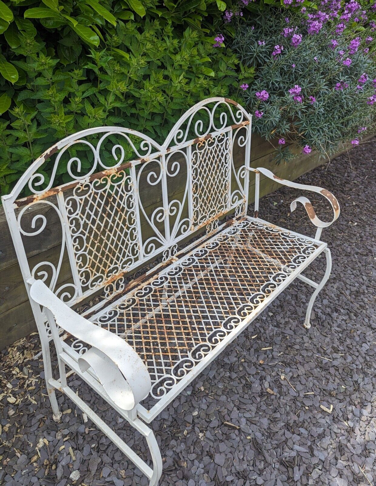 Vintage Decorative Folding Victorian Style cast metal Bench - Free UK Delivery