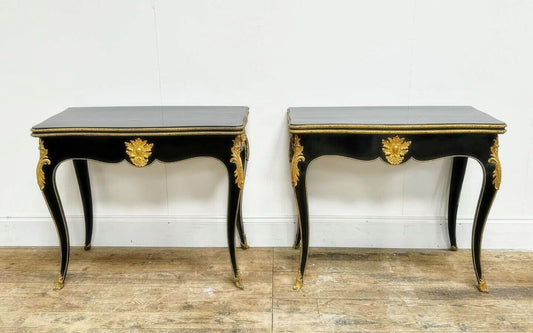 Quality Ebonised Tables Gilt Ormolu  From Home Of  Axel Vervoordt Visual Artist - Free UK Delivery
