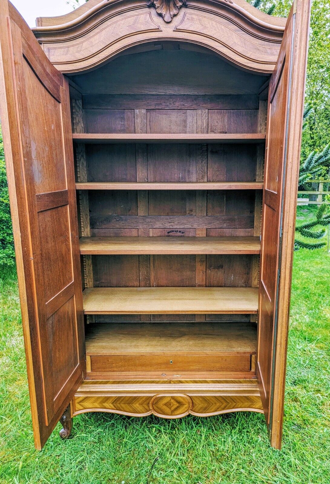 Beautiful French Armoire Cupboard / Wardrobe Rare Geometric Parquet Design
