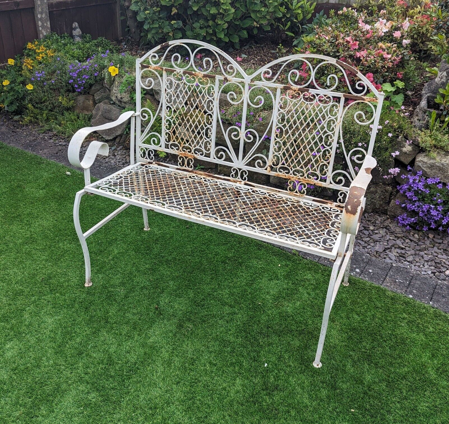 Vintage Decorative Folding Victorian Style cast metal Bench - Free UK Delivery