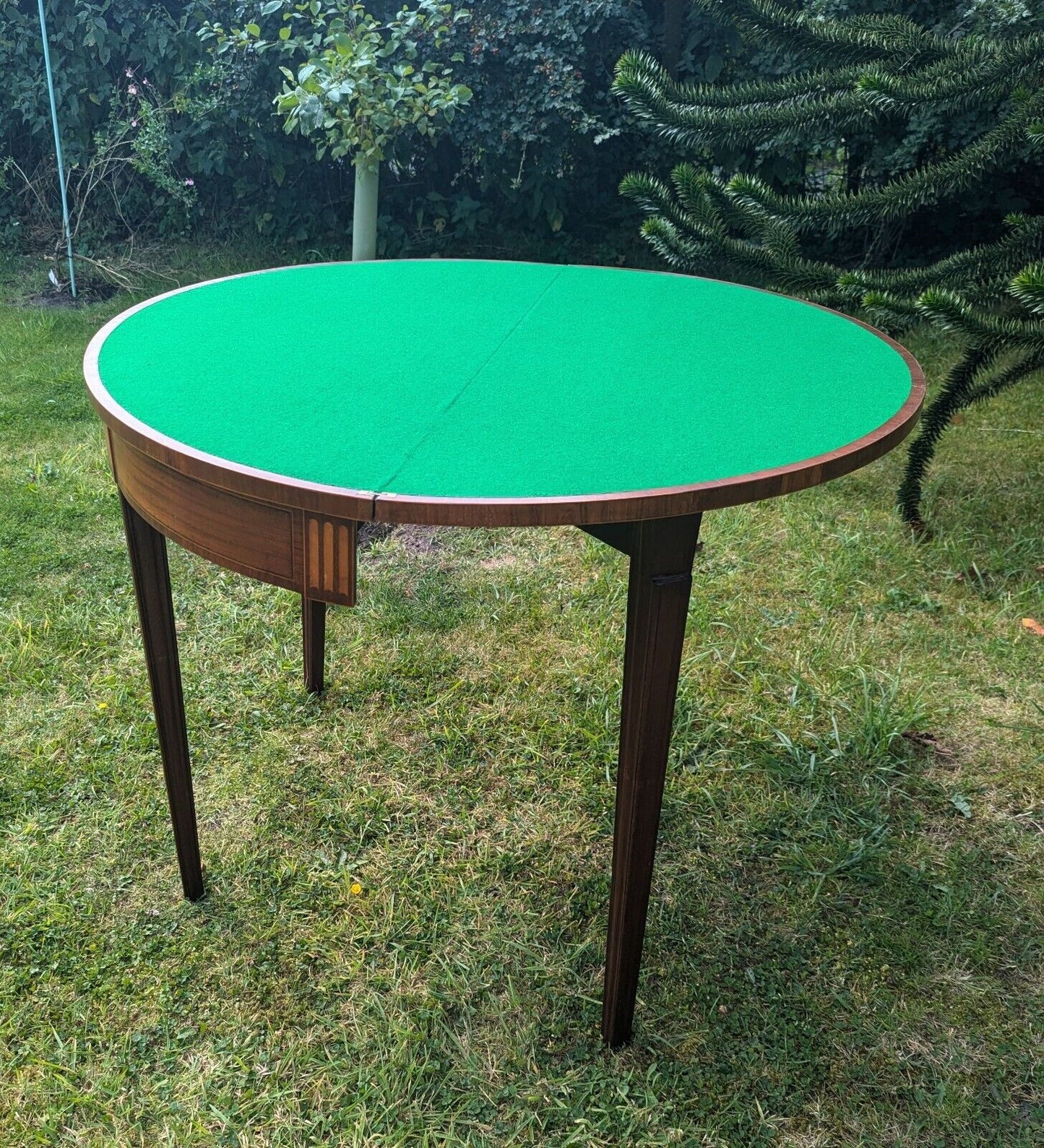 George III Inlaid Mahogany Demi Lune Fold Over Card Table - Free UK Delivery