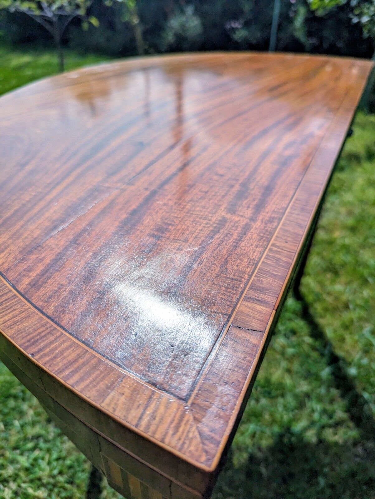 George III Inlaid Mahogany Demi Lune Fold Over Card Table - Free UK Delivery