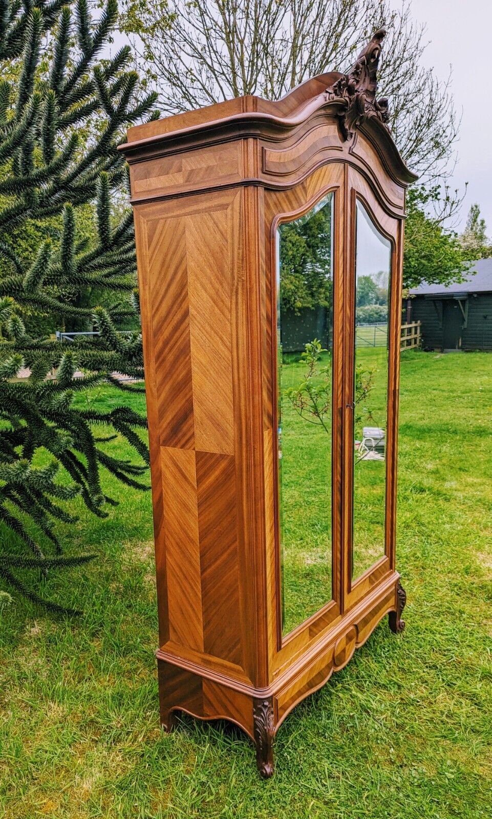 Beautiful French Armoire Cupboard / Wardrobe Rare Geometric Parquet Design