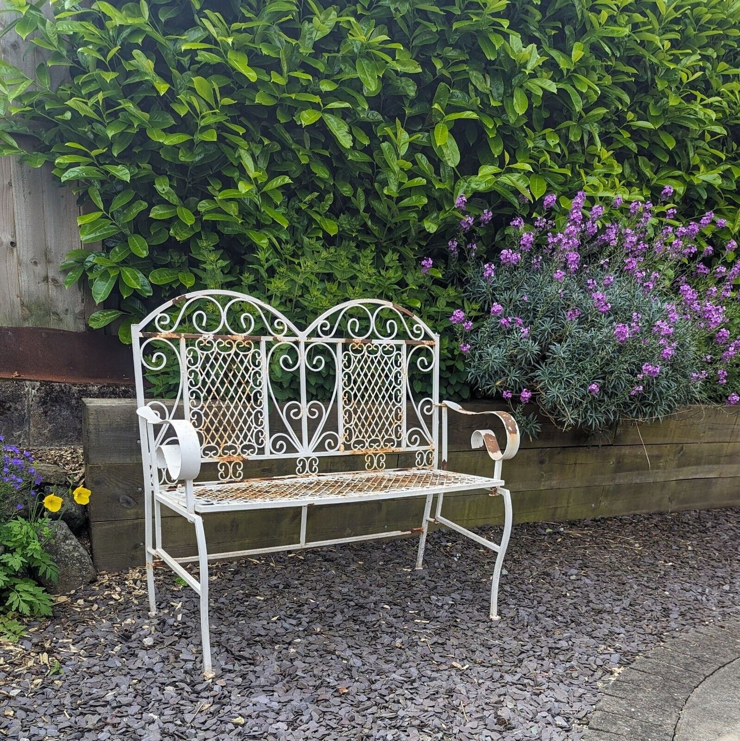 Vintage Decorative Folding Victorian Style cast metal Bench - Free UK Delivery