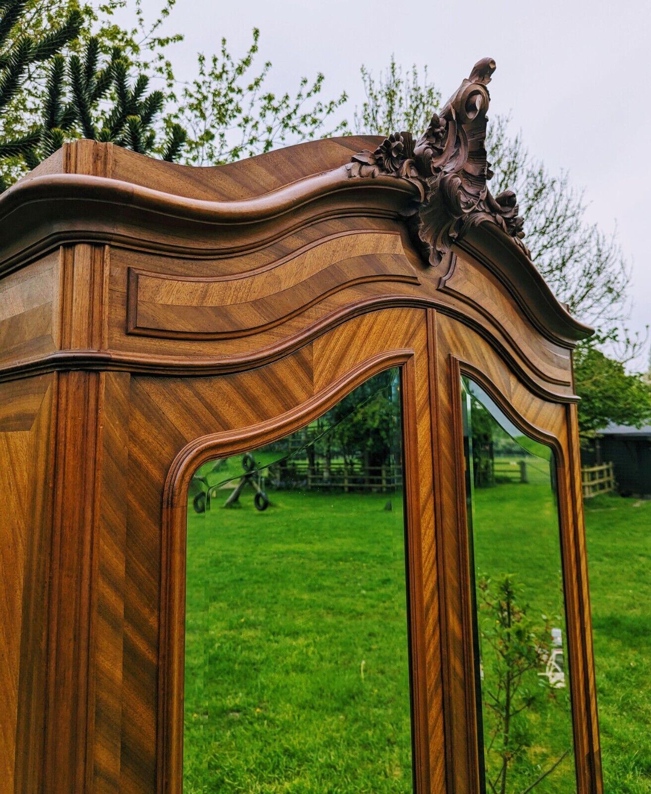Beautiful French Armoire Cupboard / Wardrobe Rare Geometric Parquet Design