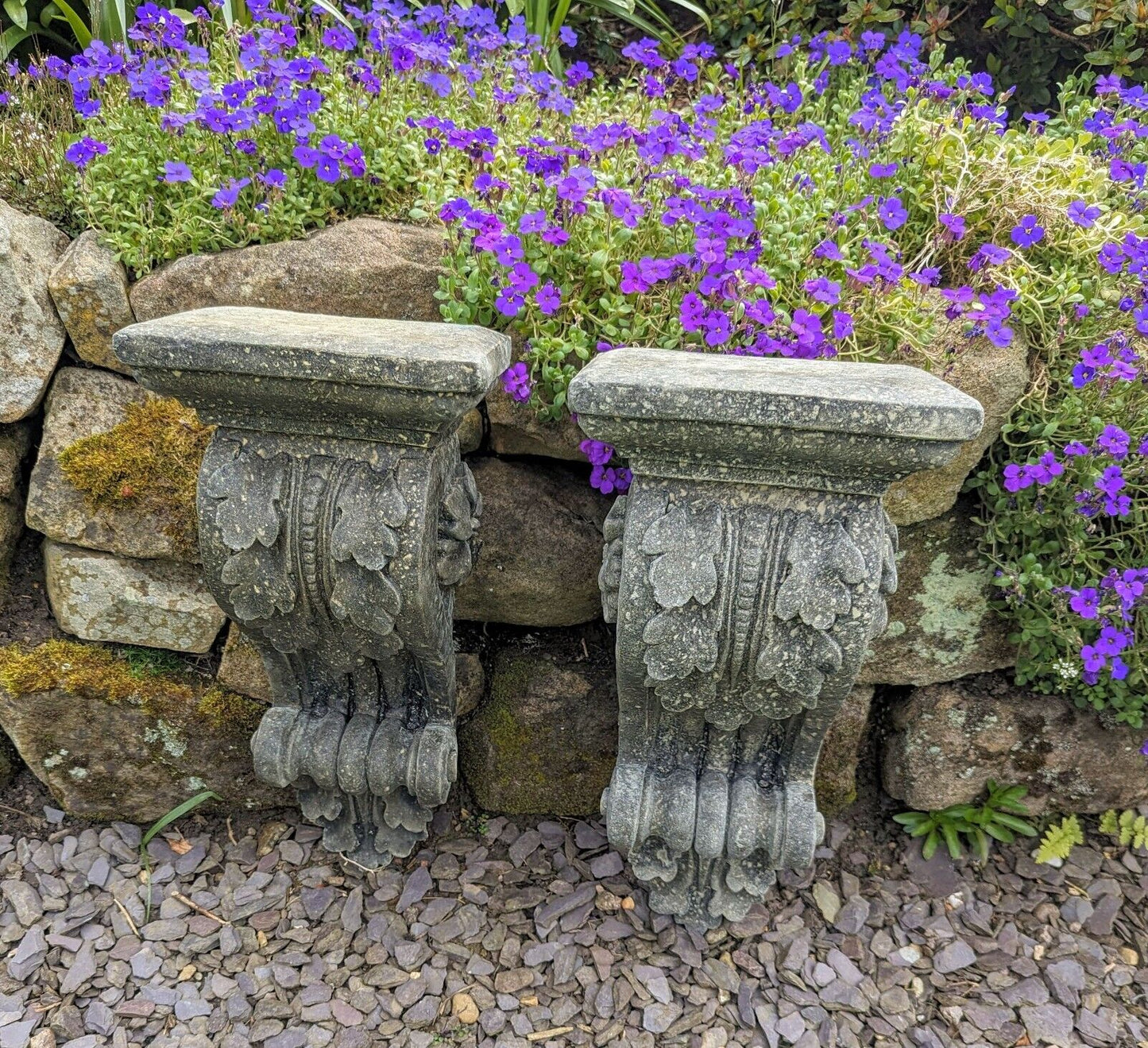 Vintage English Stone Decorative Wall Corbels - Free UK Delivery