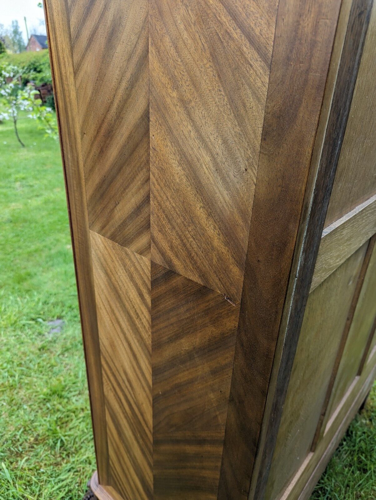 Beautiful French Armoire Cupboard / Wardrobe Rare Geometric Parquet Design